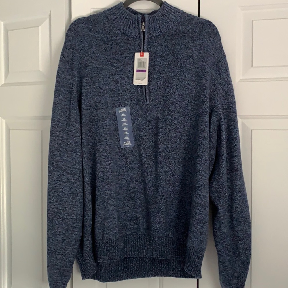 Izod Men's Navy Blue Half-Zip Turtleneck Sweater